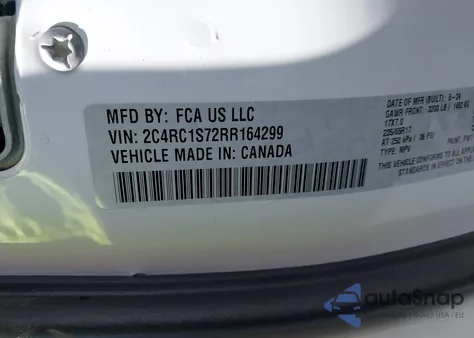 2024 Chrysler Pacifica Hybrid Select z USA, uszkodzony, nr VIN 2C4RC1S72RR164299